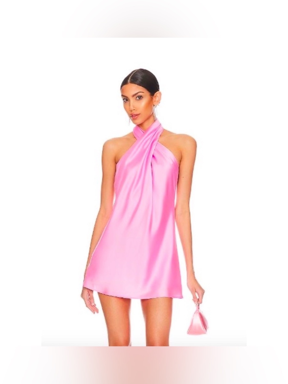 SHOW ME YOUR MUMU jasmine halter mini dress in pink luxe satin